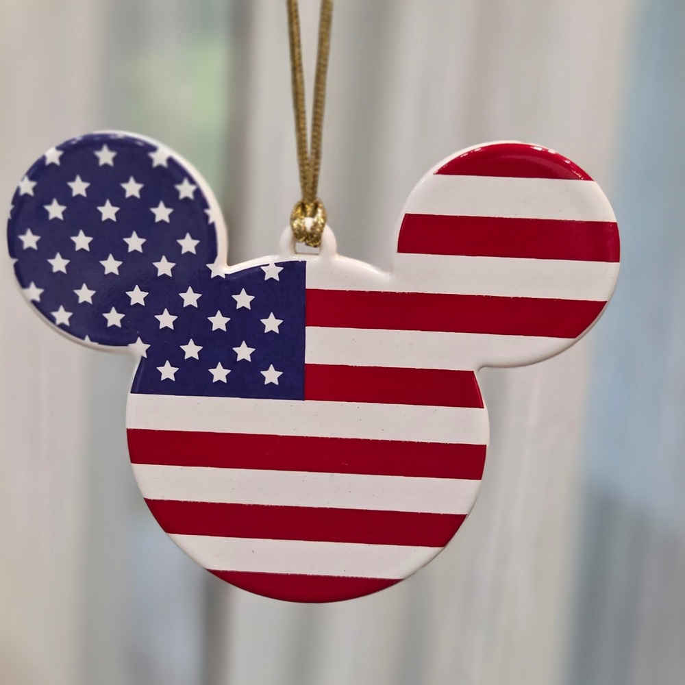 Disney Mickey Mouse Americana Flag Patriotic Ornament Walt Disney Quote USA Made